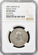 1887 Great Britain Florin (2S) - Victoria Jubilee Head - NGC AU Details Cleaned picture