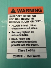 OEM Style Class 2 eBike / 750 Watt Sticker picture