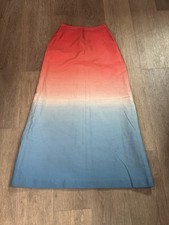 VTG 1970s Blassport Bill Blass Sunset Ombre Maxi Skirt 8 Linen Cotton Blend Rare picture