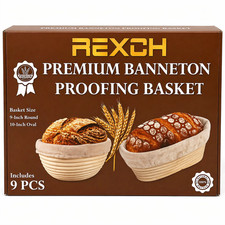 Premium Banneton Proofing Basket Set 9pcs Round Oval Bread Dough Rattan Kit picture