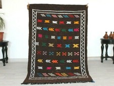 Moroccan Brown Rug 3 x 4 FT  Handmade Berber Azilal Kilim wool Rug picture