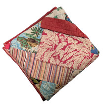 VTG Pottery Barn Salsa Luau Hawaiian Patchwork Quilt Full/Queen Size 87
