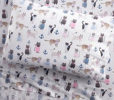 Pottery Barn Kids Salty Cat Organic Cotton Sheet Set – Queen picture