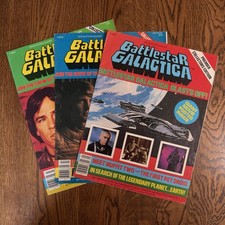 Vintage 1978 Battlestar Galactica Official Poster Magazine Issues 1 2 3 Lot picture