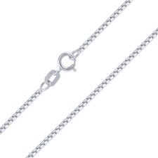 10K Solid White Gold Box Chain 0.6mm 16'' 18'' 20'' 22'' 24' 26'' 28'' 30'' picture