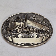 Conoco Solid Brass Belt Buckle Truck Gas & Oil Advertising picture