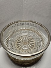 Vintage F.B Rogers Crystal Salad Fruit Bowl Centerpiece Silver Plate Rim Diamond picture