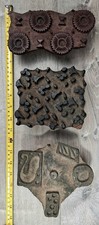 Antique Hand Carved Textile Wood Patern Blocks Three Made In India Early 1900s picture