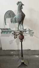Antique ROOSTER Copper Weathervane With Wind Directions & Mounting Bracket 4 ft picture