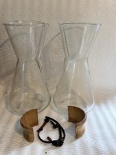 Pair Of 2 Vintage Chemex Pyrex Small Single Green Stamp 1 Pint Carafe Coffee Pot picture