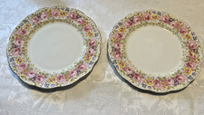 Royal Albert Serena Bone China Plates Set of 2 Pink Roses Gold Trim England picture