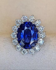 7.50 Ct Oval Cut Natural Sapphire Diamond Wedding Ring 14K White Gold Size 6 7 8 picture