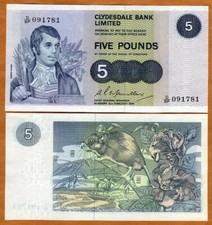 Scotland, Clydesdale Bank, 5 pounds, 1976, P-205c, UNC Robert Burns picture