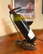 Nordic Forge Horseshoe Wine Bottle Holder – Forged Steel Western Rustic Decor picture