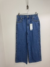 Mint Velvet Wide Leg Jeans Size 8 Short Indigo Blue Swirl Detail RRP £120 picture