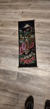 VINTAGE MID-CENTURY JAPANESE BLACK VELVET HANGING SCROLL picture