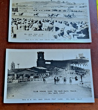 Two vintage real photo postcards Del Mar Turf Club no. 126 & no.116 unused picture