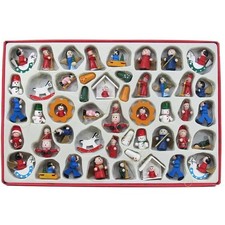 Kurt Adler Petite Treasures Wooden Mini Christmas Ornament Set of 48 Pieces picture