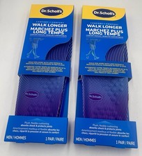 Lot of 2 Dr Scholls Walk Longer Insoles Mens 8-14 Trim To Fit Comfort Gel picture