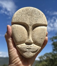 Vintage Alaskan Inuit Mask Hand Carved Native Tribal Art Face Natural Material picture