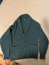 Drake’s Shawl Cardigan Emerald Green Size 42 Made In Scotland picture