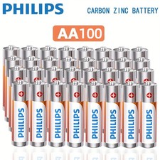 100PCS Philips AA Carbon Zinc Batteries 1.5V for Remote Controls  Wall Clocks picture