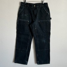 Carhartt B01 BLK faded black double knee work wear carpenter pants picture