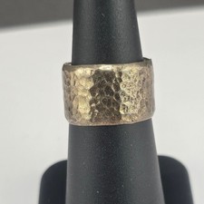 Vintage Estate Wide Hammered Band Ring Sterling Silver Size 6.5 picture