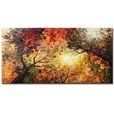 Tiancheng Art,24x48 Inch Modern Hand-Painted Tree Art Oil Painting Acrylic Ab... picture