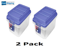2pk Hefty 18 Quart Clear Plastic Latched Storage Bin with Blue HI-RISE Lid,Adult picture