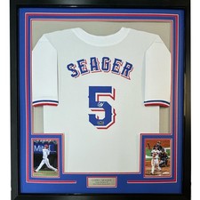 Framed Facsimile Autographed Corey Seager 35x39 White Jersey picture
