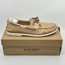 New In Box Sperry Classic A/O 2-Eye Cream Leather Boat Shoes Lace-Up Men's 10.5 picture