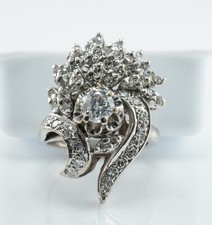 Diamond Ring 14K White Gold 1.25 TDW Round Single Vintage Cluster picture