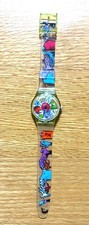 Swatch x Jamie Hewlett Gorillaz Quartz Watch GK230 Clear Band Swiss 1997 Vintage picture
