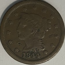 1844 US Braided Hair Liberty Head Large Cent picture