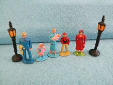 Lot 5 Lead Figures Barclay/Manoil Railroad Little People & 2 Lamp Post Vintage  picture