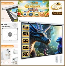 Motorized Projector Screen 120 Inch 4:3 White Matte PVC 160 Degree Viewing picture