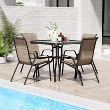 5 Piece Patio Dining Set with Square Table & 4 Textilene Chairs for Outdoor picture