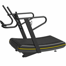 Manual Curved Treadmill Black/Yellow LCD Phone Holder Wheels picture