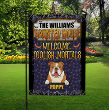 Personalized Dog Breeds Welcome Foolish Mortals Funny Halloween Outdoor House picture