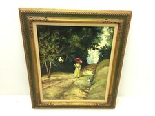 Violetta De Koszeghy Signed Original Oil Painting on Canvas Lady w Parasol & Dog picture