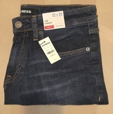 Express -Men’s -Dark Wash Jeans 32x30 Slim Straight Hyper Stretch -NWT picture