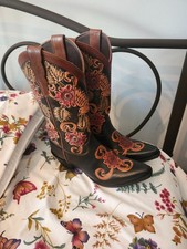 women's shyanne brown floral cowboy boots  picture