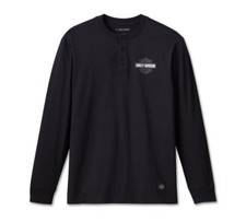 Harley Davidson Men's Racing Henley - Black Beauty Large 96599-23VM picture