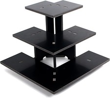 Torched 3-Tier Ebony Retail Table Display Corner Stand with Shelves for Black picture