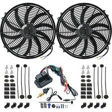 DUAL 16-17 INCH ELECTRIC FAN DIGITAL ADJUSTABLE 3/8 THERMOSTAT SWITCH CONTROLLER picture