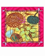 Authentic Hermès Silk Scarf 90 Nouvelle Calédonie Fuchsia/Yellow - Excellent picture