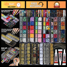 18000Pcs Nail Charms Bedazzling Kit - 13 Boxes of Gold & Silver Nail Art Decor picture