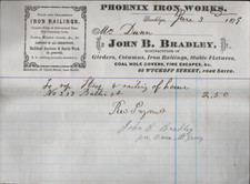 1870s Brooklyn NY Phoenix Iron Works Billhead Bradley Wyckoff St Stoop Railing picture