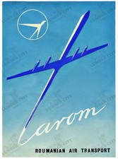 Vintage 1955 Tarom Romanian Air Transport Travel Poster Wall Art Print picture